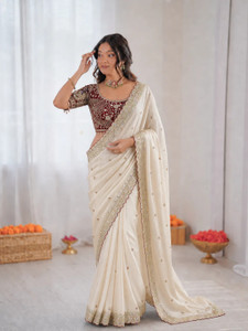 KRISHNACOLLECTION9 Embroidered Bollywood Pure Silk Saree