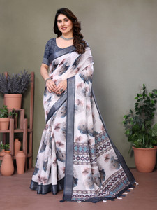 Santro Sarees Digital Print Daily Wear Cotton Linen Saree