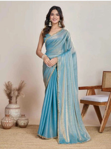 Vraggi Solid/Plain, Embellished, Embroidered Bollywood Chiffon, Pure Silk Saree