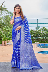 BULLDOZER Woven Banarasi Georgette, Jacquard Saree