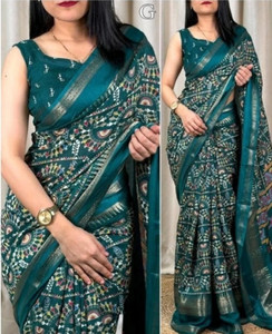 Ridham Printed Kalamkari Silk Blend Saree