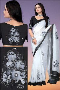 Drujha Printed Kantha Cotton Linen Saree