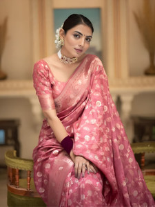 Nirvaan Woven Banarasi Cotton Silk, Jacquard Saree