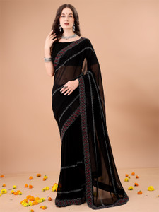Leelavati Embroidered, Embellished Bollywood Georgette Saree