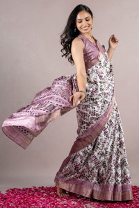 MIRCHI FASHION Printed, Geometric Print Handloom Cotton Silk, Cotton Blend Saree