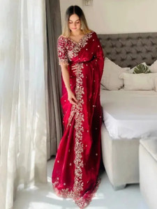 PRATYAMFASHION Embroidered, Embellished Bollywood Jimmy Jimmy Saree