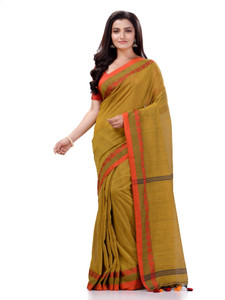 TANTLOOM Woven Handloom Pure Cotton Saree
