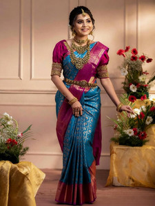 ISHAVASYA Self Design Banarasi Jacquard Saree