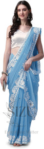 SIZU Embroidered Lucknow Chikankari Art Silk Saree