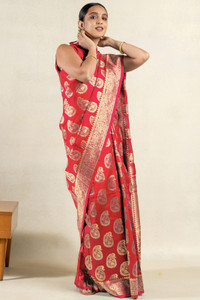 SUBHAM Woven, Embellished Banarasi Silk Blend Saree