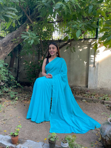 kashvi sarees Solid/Plain Bollywood Georgette Saree