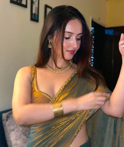 RUKHA FAB Solid/Plain Bollywood Jimmy choo Saree