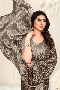 MIRCHI FASHION Printed, Floral Print Kalamkari Chiffon, Georgette Saree