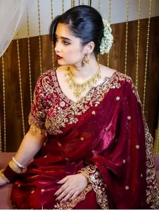 BELLETRENDZ Solid/Plain Bollywood Silk Blend, Satin Saree