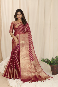 INDI FASHION Self Design Banarasi Organza, Cotton Silk Saree