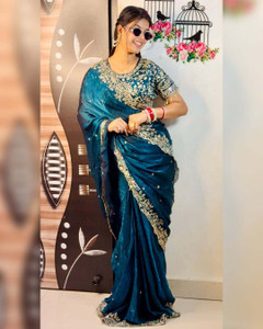 Mortile Designer Studio Embroidered Bollywood Georgette Saree