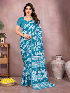Anand Sarees Floral Print Daily Wear Georgette, Lace Saree