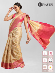Divastri Floral Print Banarasi Tussar Silk Saree