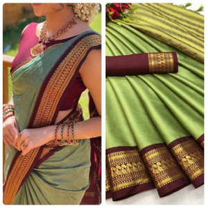 BOUGHTNOW Self Design Kanjivaram Jacquard, Silk Blend Saree
