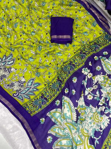 nirave fashion Floral Print Kalamkari Pure Silk Saree