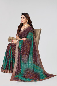 Nirvaan Printed Daily Wear Georgette, Lace Saree