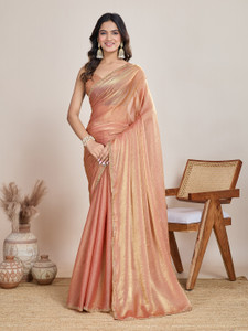 FluteFashion Solid/Plain Bollywood Silk Blend Saree