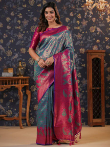 House of Pataudi Multicolor Silk Blend Saree - Image 6