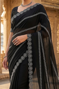 CHIGS FASHION Embellished Bollywood Georgette Saree