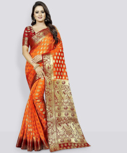 Perfect Wear Woven Banarasi Cotton Silk, Jacquard Saree