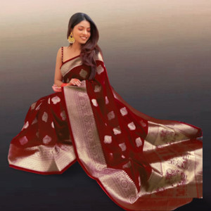 THESIYA FAB Printed Patola Jacquard, Art Silk Saree