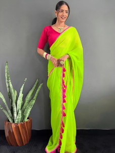Labheshwari Solid/Plain Daily Wear Georgette Saree