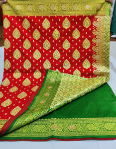 Dulhan Collection Embroidered Banarasi Handloom Silk Blend Saree