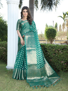 INDI FASHION Self Design Banarasi Organza, Cotton Silk Saree