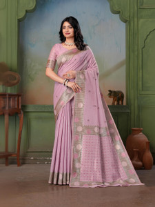 DHYEY ENTERPRISES Printed Kanjivaram Cotton Linen, Cotton Silk Saree