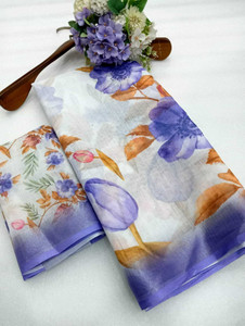 Saaransh Polka Print Kanjivaram Linen, Cotton Silk Saree