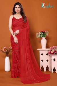 kashvi sarees Embellished, Striped, Self Design Leheria Satin Saree