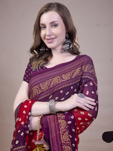 TTH Printed Bandhani Georgette Saree