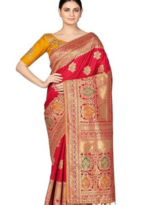 Monjolika Fashion Woven Banarasi Silk Blend Saree