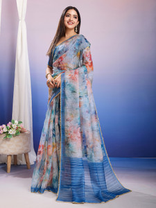 Tasrika Floral Print Bollywood Organza Saree