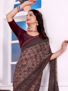 Kanooda Prints Printed Mysore Georgette Saree