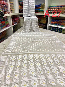 Fagunbou soft dhakai Embroidered Jamdani Cotton Silk Saree