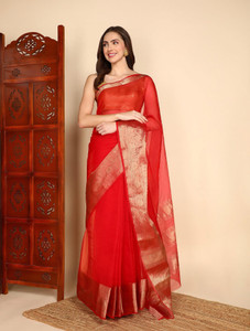 TIGERSNAKE Printed Daily Wear Jacquard, Organza Saree