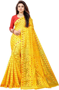 UR Affection Woven Jamdani Cotton Linen Saree