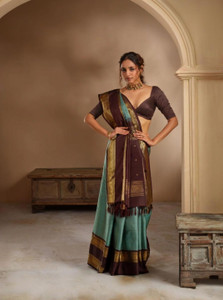 WOMENELEGENCE Woven, Temple Border, Self Design Banarasi Pure Silk Saree