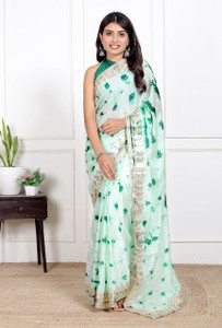 HouseOfCommon Striped, Digital Print, Printed, Self Design, Embroidered Handloom Art Silk Saree
