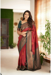 SARIMANIA Self Design, Woven Kanjivaram Pure Silk, Art Silk Saree