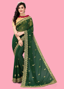 NETRA BOUTIQUE Embroidered Bollywood Georgette Saree