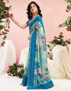 Satrani Floral Print Daily Wear Chanderi Saree