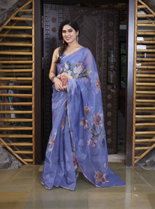 MIRCHI FASHION Printed, Floral Print Bollywood Organza Saree