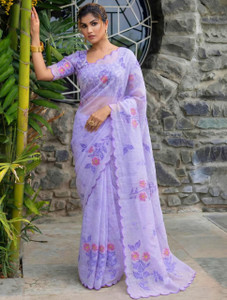 parakhiya fab Self Design Kantha Cotton Linen Saree